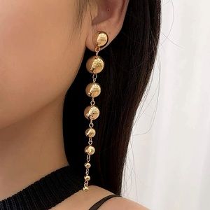 NEW Gold Long Ball Drop Earrings